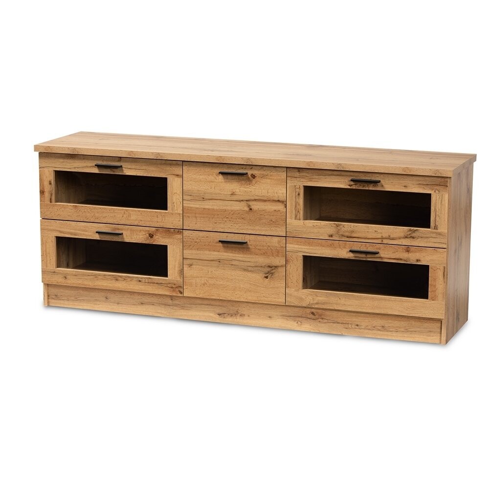 BAXTON STUDIO ADELINO MODERN AND CONTEMPORARY OAK BROWN FINISHED WOOD 2-DRAWER TV STAND