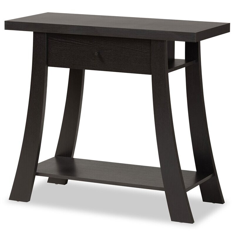 BAXTON STUDIO HERMAN MODERN AND CONTEMPORARY DARK BROWN FINISHED WOOD 1-DRAWER CONSOLE TABLE