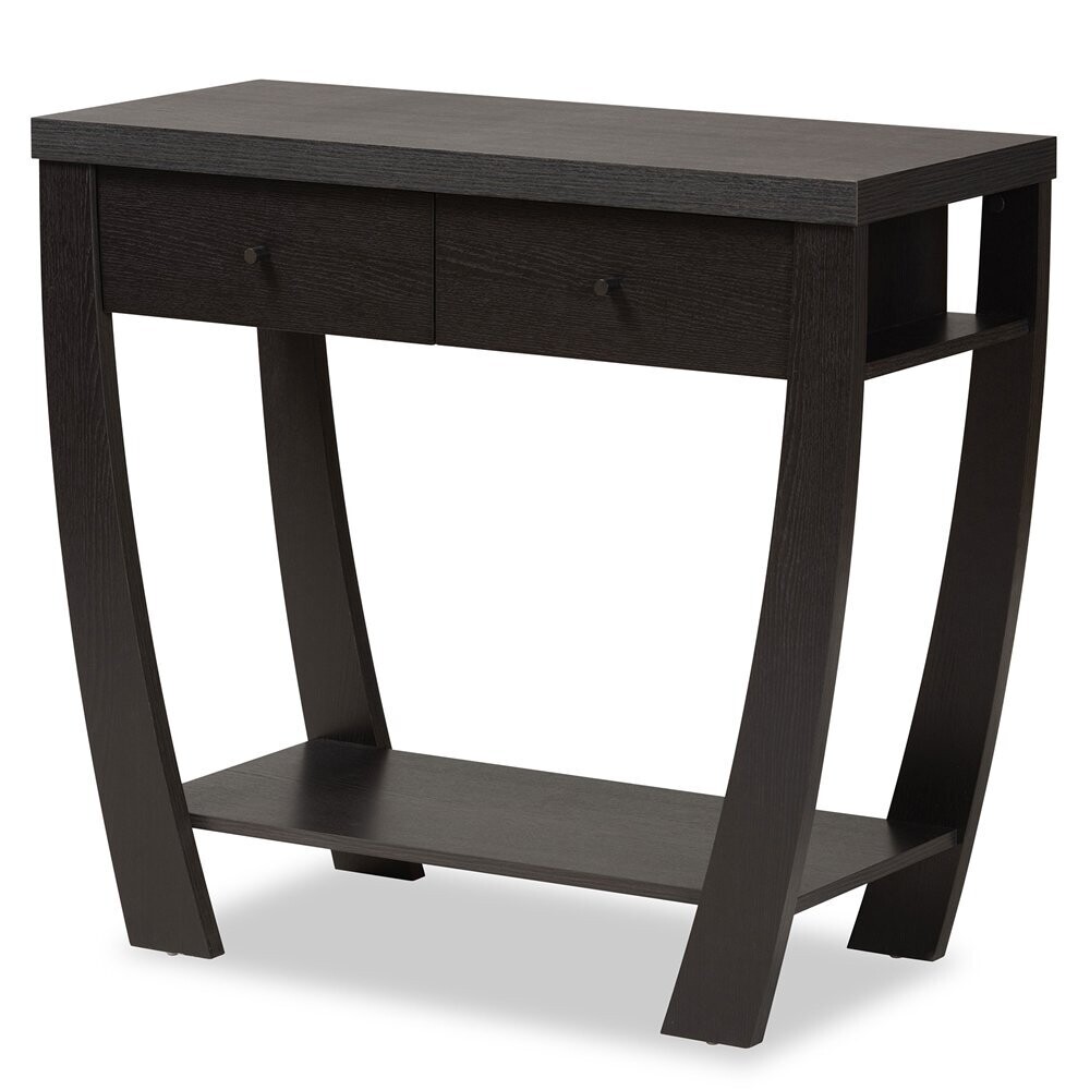 BAXTON STUDIO CAPOTE MODERN AND CONTEMPORARY ESPRESSO BROWN FINISHED WOOD 2-DRAWER CONSOLE TABLE