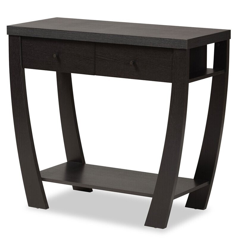 BAXTON STUDIO CAPOTE MODERN AND CONTEMPORARY ESPRESSO BROWN FINISHED WOOD 2-DRAWER CONSOLE TABLE