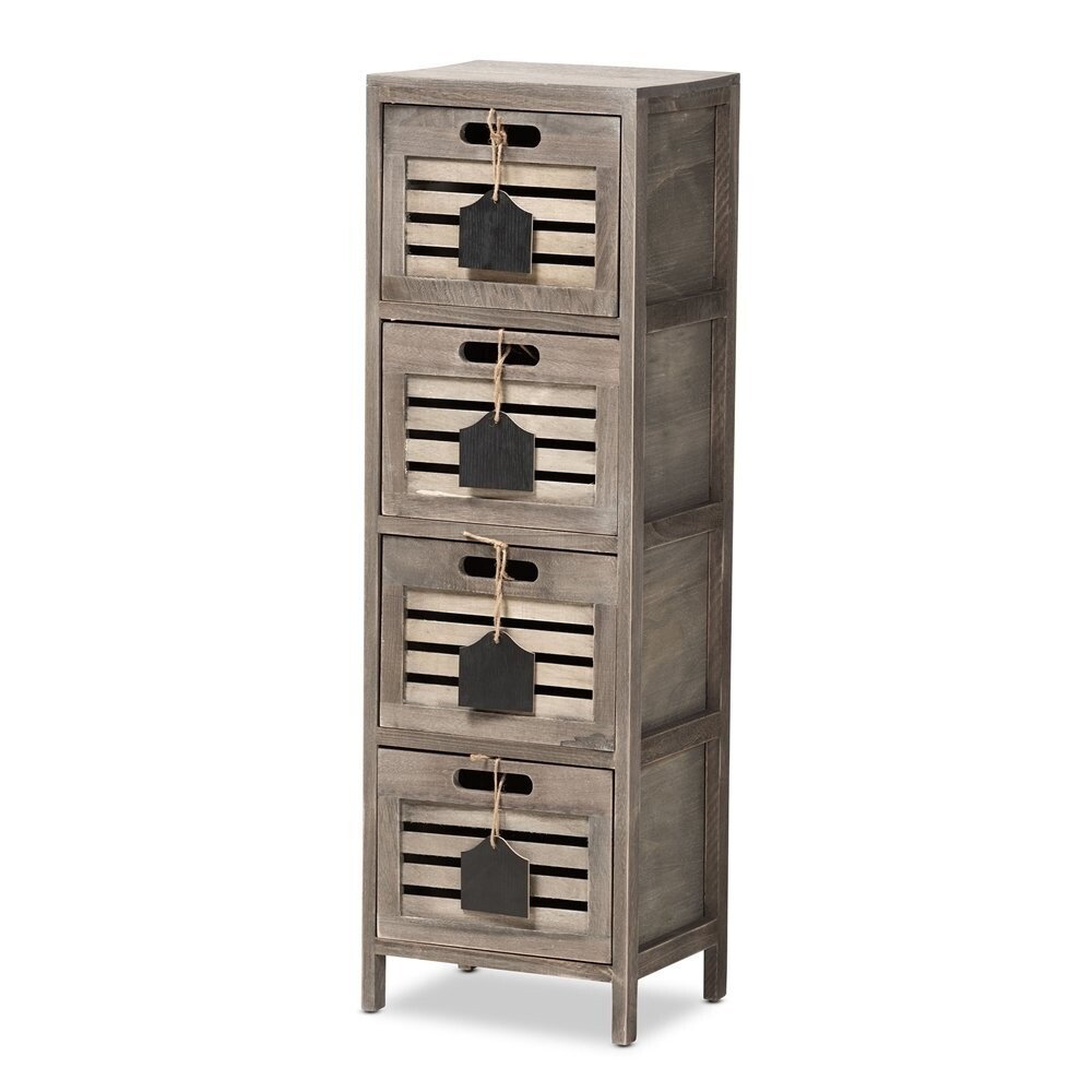 BAXTON STUDIO VALKO MODERN AND CONTEMPORARY GREY FINISHED WOOD STORAGE UNIT WITH FOUR BASKETS