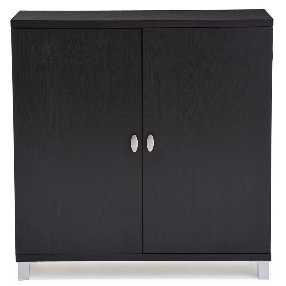 BAXTON STUDIO MARCY MODERN AND CONTEMPORARY DARK BROWN WOOD ENTRYWAY HANDBAGS OR SCHOOL BAGS STORAGE SIDEBOARD CABINET