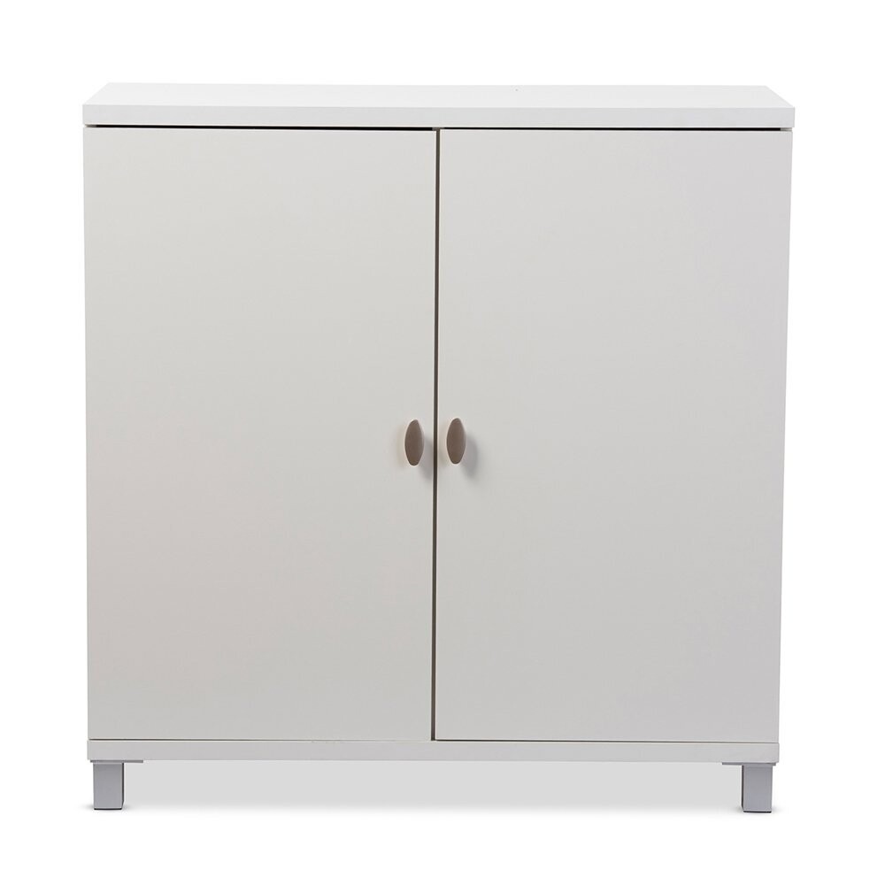 BAXTON STUDIO MARCY MODERN AND CONTEMPORARY WHITE WOOD ENTRYWAY HANDBAGS OR SCHOOL BAGS STORAGE SIDEBOARD CABINET