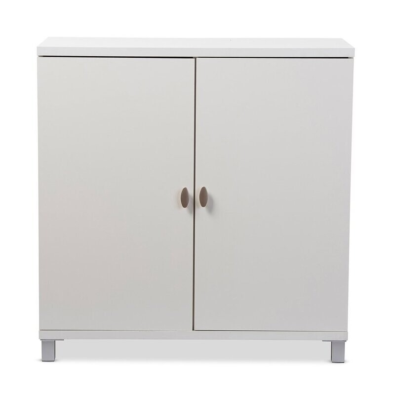 BAXTON STUDIO MARCY MODERN AND CONTEMPORARY WHITE WOOD ENTRYWAY HANDBAGS OR SCHOOL BAGS STORAGE SIDEBOARD CABINET