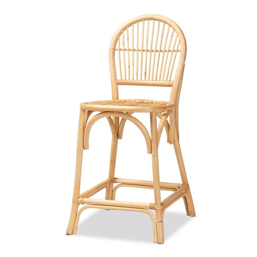 BAXTON STUDIO WINA MODERN BOHEMIAN NATURAL BROWN RATTAN COUNTER STOOL