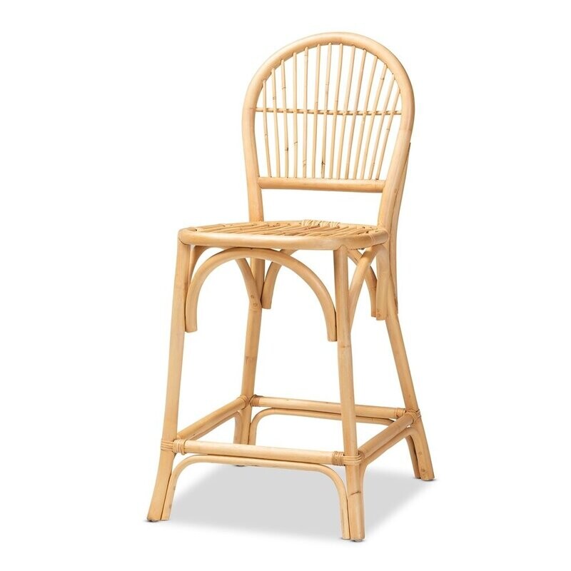 BAXTON STUDIO WINA MODERN BOHEMIAN NATURAL BROWN RATTAN COUNTER STOOL