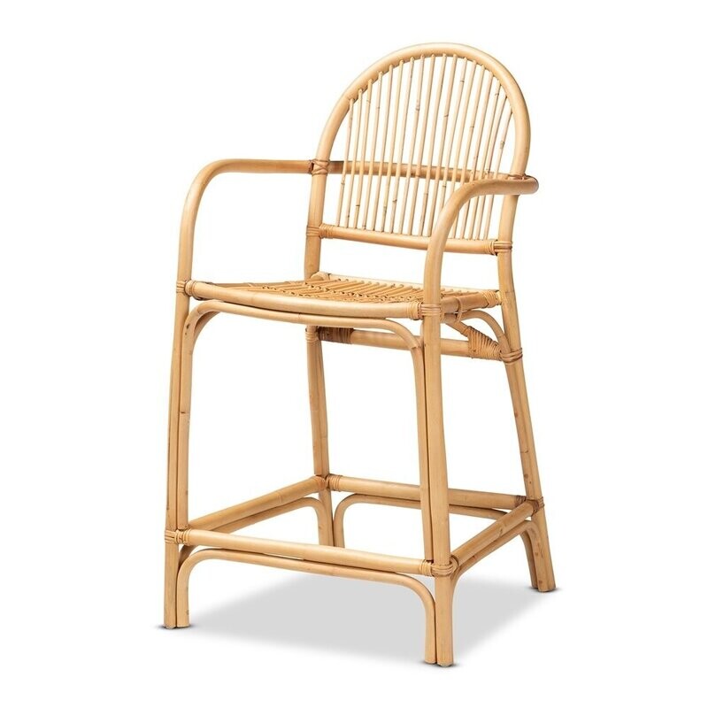 BAXTON STUDIO TUGERA MODERN BOHEMIAN NATURAL BROWN RATTAN COUNTER STOOL