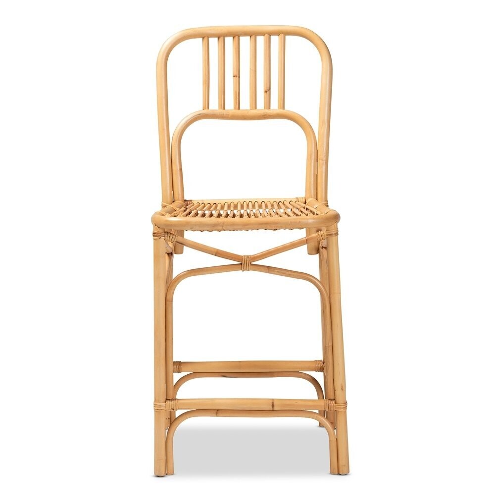 BAXTON STUDIO IVORA MODERN BOHEMIAN NATURAL BROWN RATTAN COUNTER STOOL