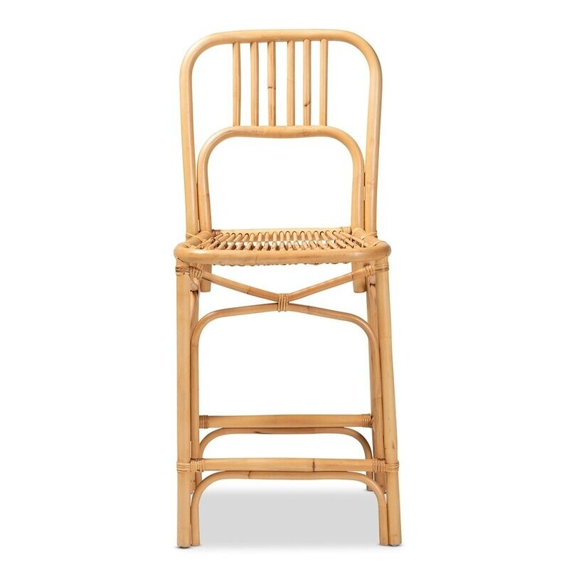 BAXTON STUDIO IVORA MODERN BOHEMIAN NATURAL BROWN RATTAN COUNTER STOOL