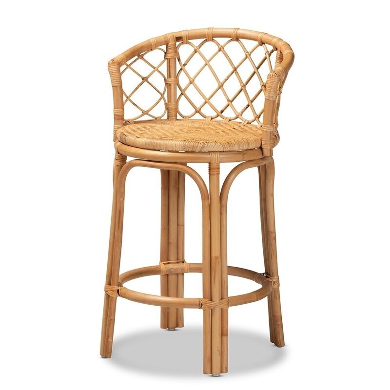 BAXTON STUDIO ORCHARD MODERN BOHEMIAN NATURAL BROWN RATTAN COUNTER STOOL