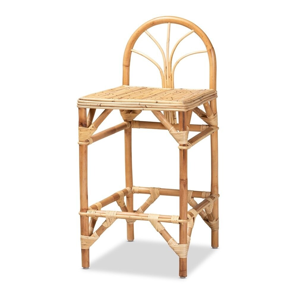 BAXTON STUDIO SEVILLE MODERN AND CONTEMPORARY NATURAL FINISHED RATTAN COUNTER STOOL