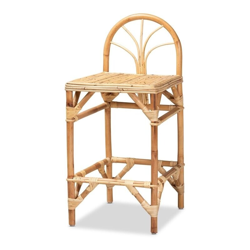 BAXTON STUDIO SEVILLE MODERN AND CONTEMPORARY NATURAL FINISHED RATTAN COUNTER STOOL