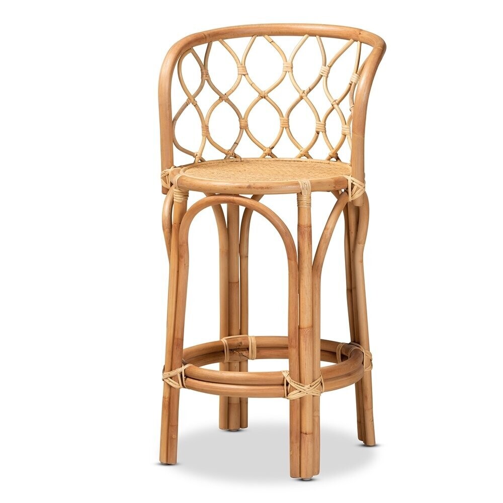 BAXTON STUDIO DIANA MODERN AND CONTEMPORARY NATURAL FINISHED RATTAN COUNTER STOOL