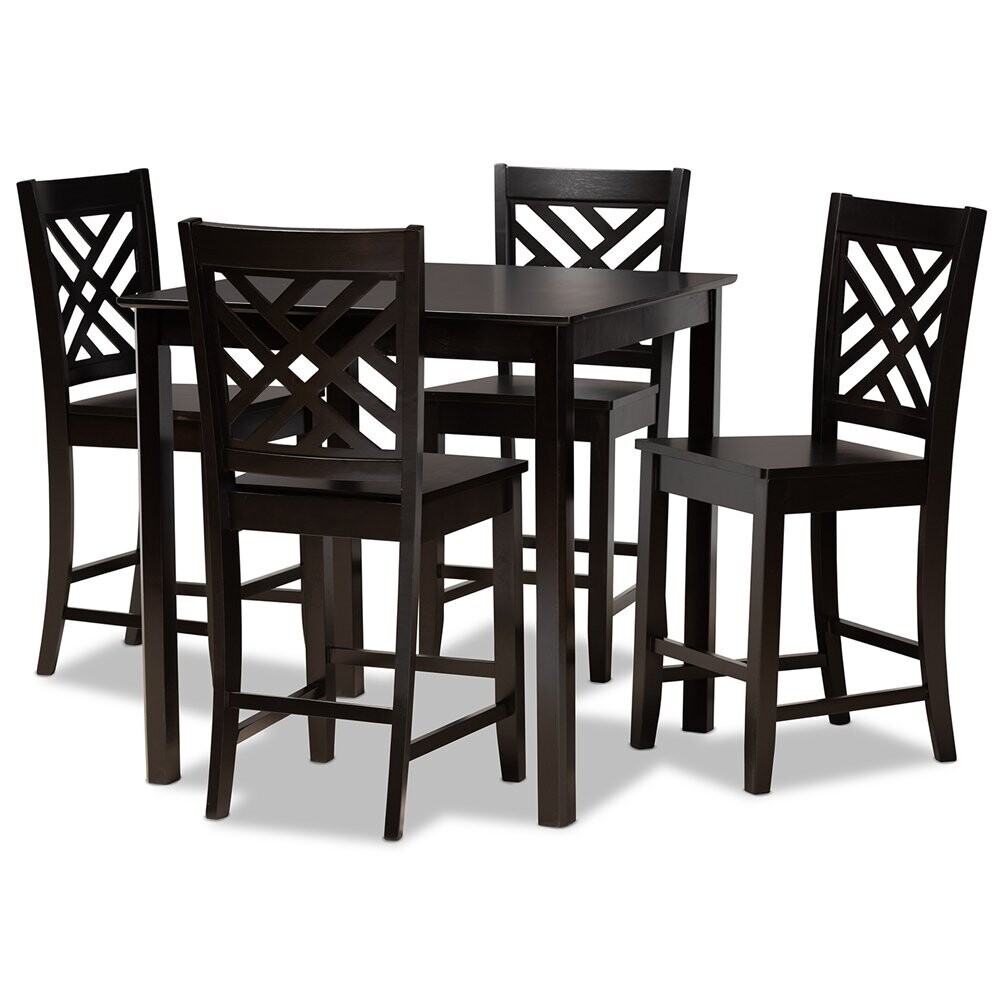 BAXTON STUDIO CARON MODERN AND CONTEMPORARY DARK BROWN FINISHED WOOD 5-PIECE PUB SET