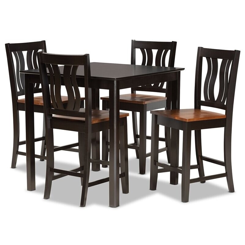 BAXTON STUDIO FENTON MODERN AND CONTEMPORARY TRANSITIONAL DARK BROWN FINISHED WOOD 5-PIECE PUB SET