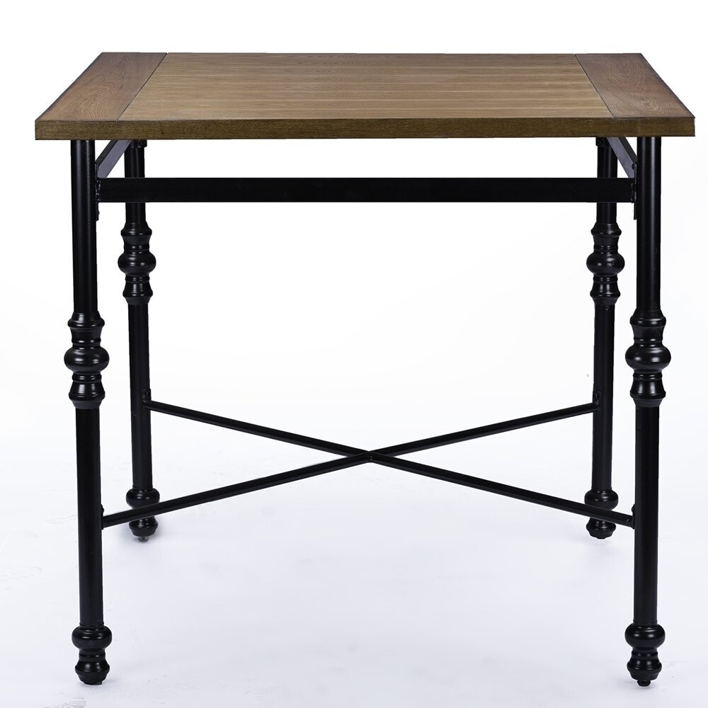 BAXTON STUDIO BROXBURN LIGHT BROWN WOOD & METAL PUB TABLE