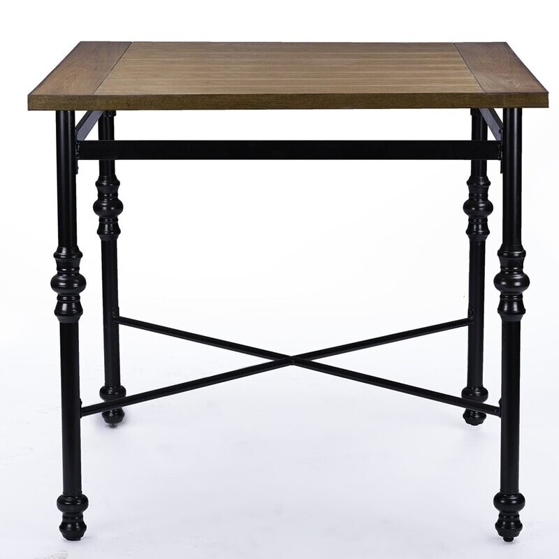 BAXTON STUDIO BROXBURN LIGHT BROWN WOOD & METAL PUB TABLE