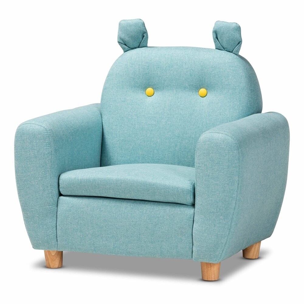 BAXTON STUDIO GLORIA MODERN AND CONTEMPORARY SKY BLUE FABRIC UPHOLSTERED KIDS ARMCHAIR WITH ANIMAL EARS