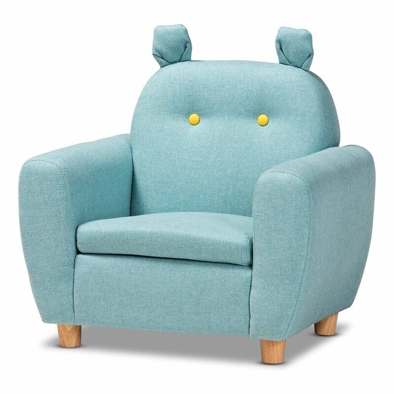 BAXTON STUDIO GLORIA MODERN AND CONTEMPORARY SKY BLUE FABRIC UPHOLSTERED KIDS ARMCHAIR WITH ANIMAL EARS
