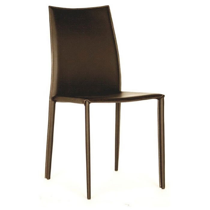 BAXTON STUDIO ROCKFORD BROWN LEATHER DINING CHAIR (SET OF 2)