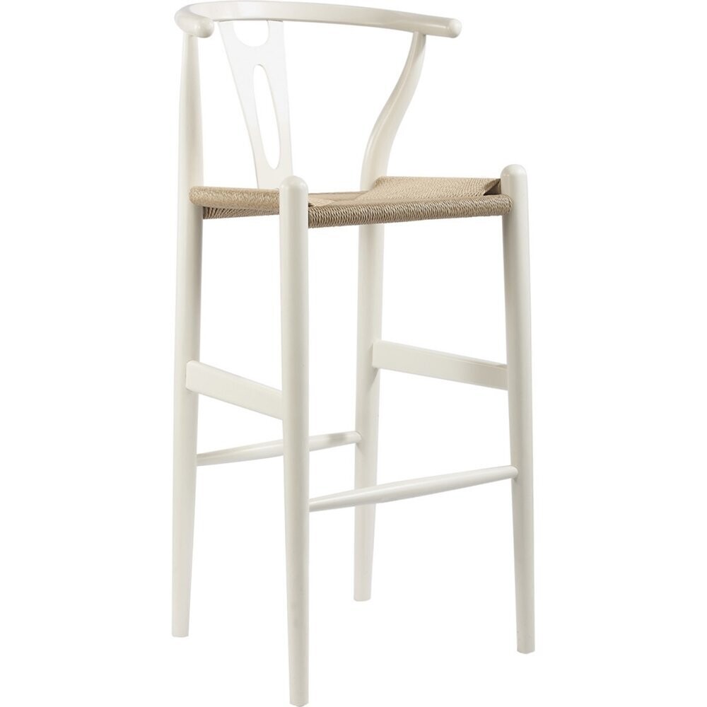 MID-CENTURY MODERN WISHBONE STOOL - WHITE WOOD Y STOOL
