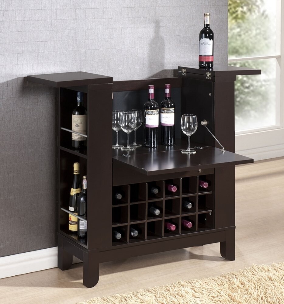 BAXTON STUDIO MODESTO BROWN MODERN DRY BAR AND WINE CABINET