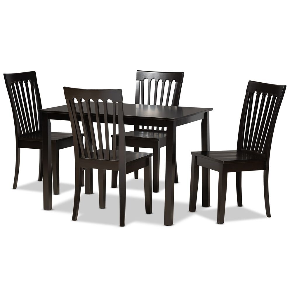 BAXTON STUDIO ERION MODERN AND CONTEMPORARY DARK BROWN FINISHED WOOD 5-PIECE DINING SET
