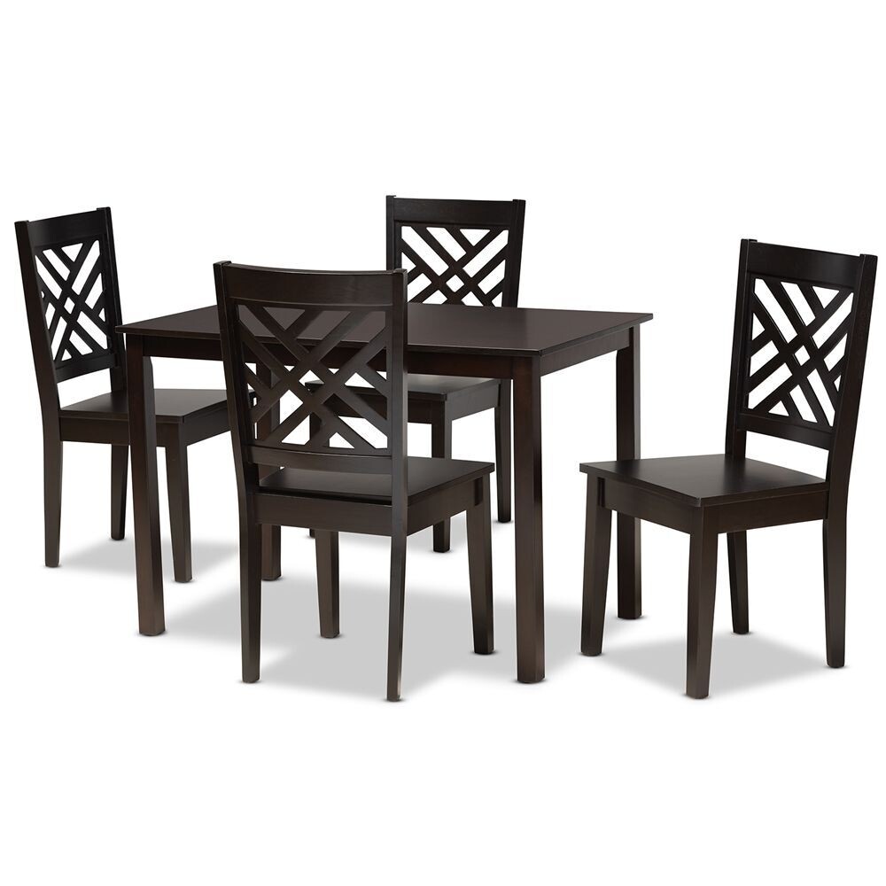 BAXTON STUDIO ANI MODERN AND CONTEMPORARY DARK BROWN FINISHED WOOD 5-PIECE DINING SET