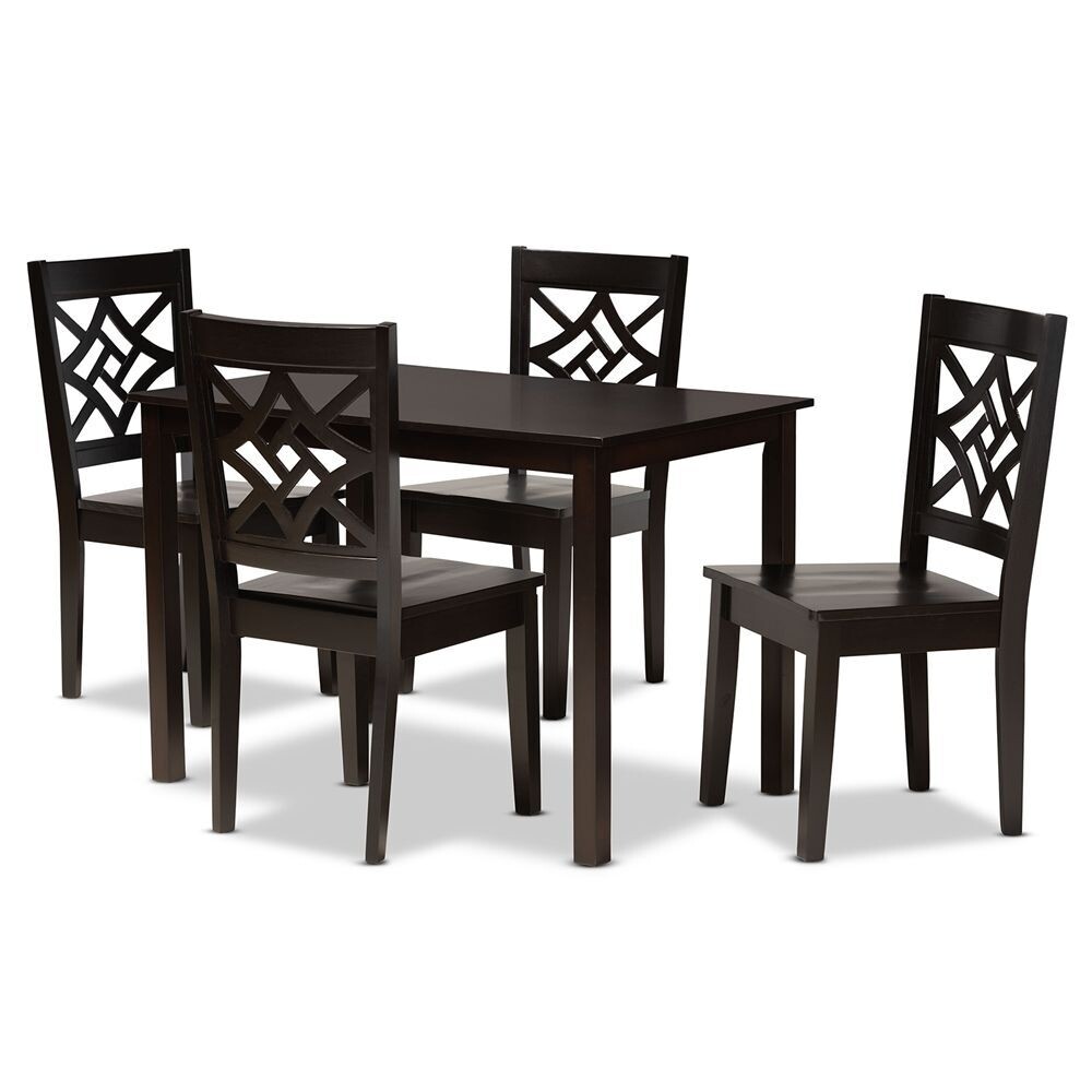 BAXTON STUDIO NICOLETTE MODERN AND CONTEMPORARY DARK BROWN FINISHED WOOD 5-PIECE DINING SET