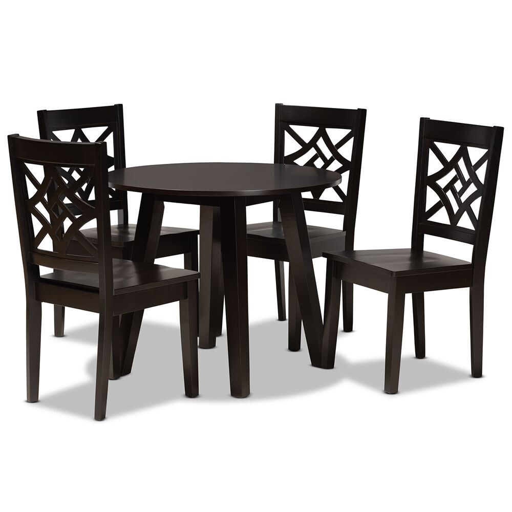 BAXTON STUDIO RAVA MODERN AND CONTEMPORARY DARK BROWN FINISHED WOOD 5-PIECE DINING SET