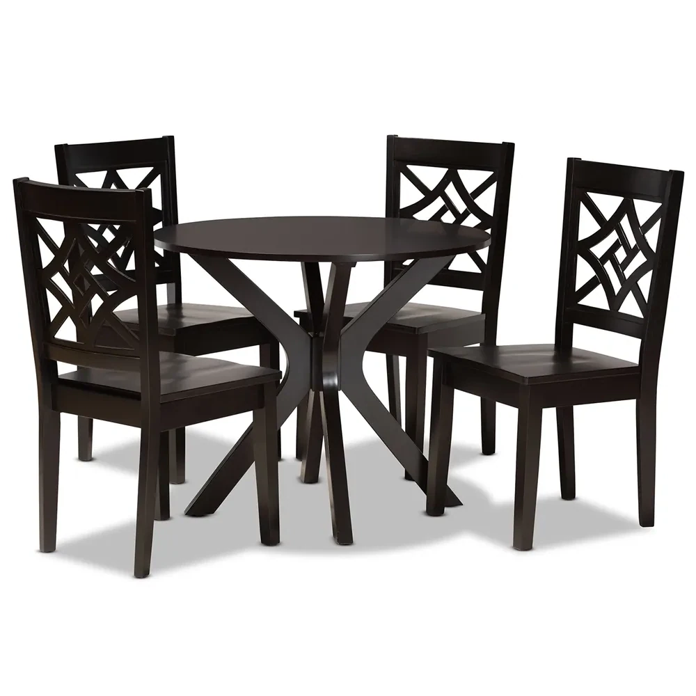 BAXTON STUDIO MIELA MODERN AND CONTEMPORARY DARK BROWN FINISHED WOOD 5-PIECE DINING SET