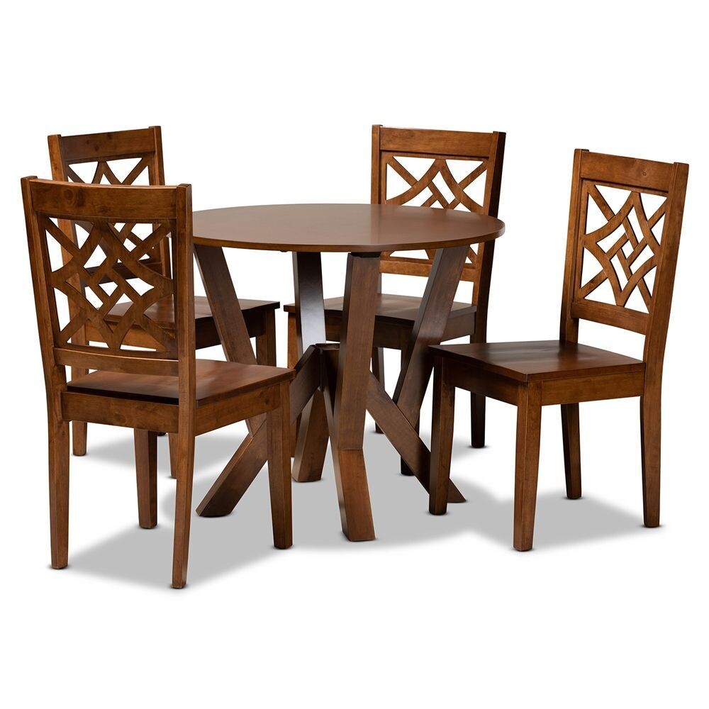 BAXTON STUDIO KAILA MODERN AND CONTEMPORARY WALNUT BROWN FINISHED WOOD 5-PIECE DINING SET