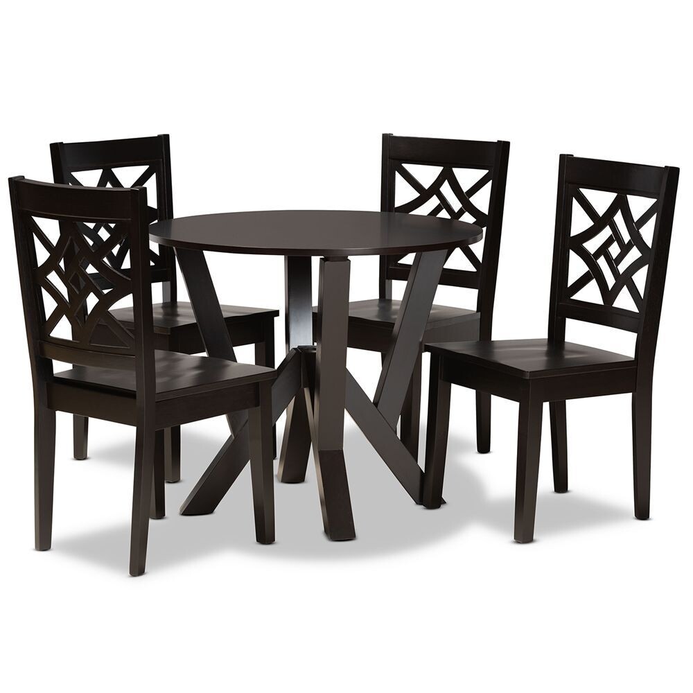 BAXTON STUDIO KAILA MODERN AND CONTEMPORARY DARK BROWN FINISHED WOOD 5-PIECE DINING SET