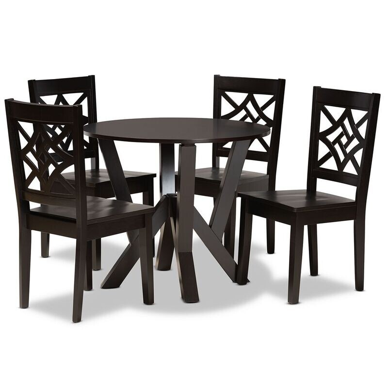 BAXTON STUDIO KAILA MODERN AND CONTEMPORARY DARK BROWN FINISHED WOOD 5-PIECE DINING SET