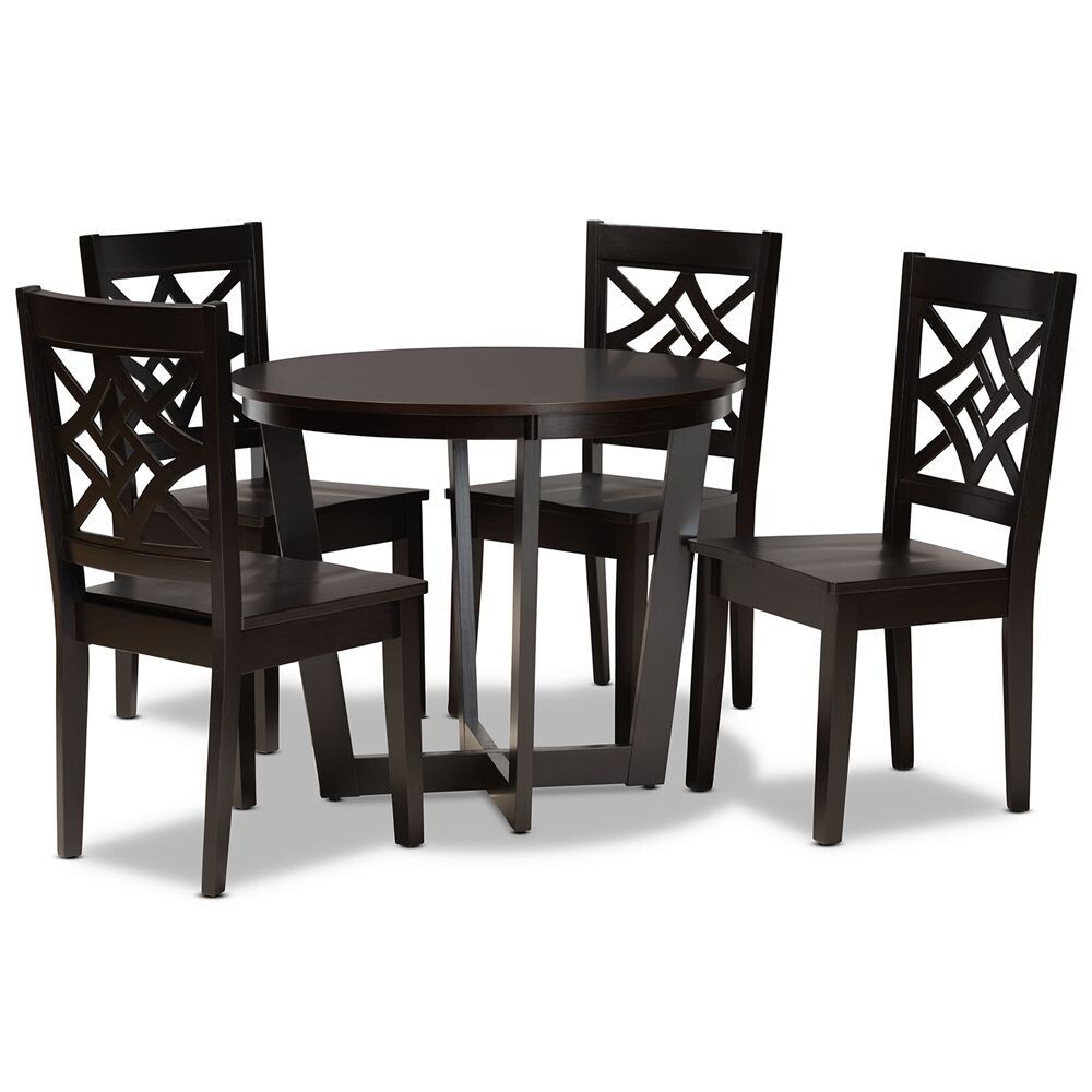 BAXTON STUDIO BRAVA MODERN AND CONTEMPORARY DARK BROWN FINISHED WOOD 5-PIECE DINING SET