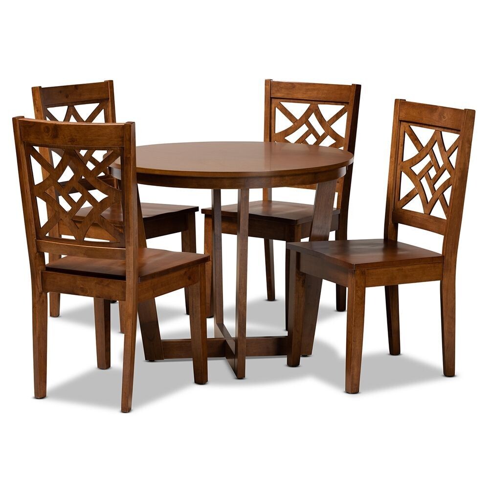 BAXTON STUDIO BRAVA MODERN AND CONTEMPORARY WALNUT BROWN FINISHED WOOD 5-PIECE DINING SET