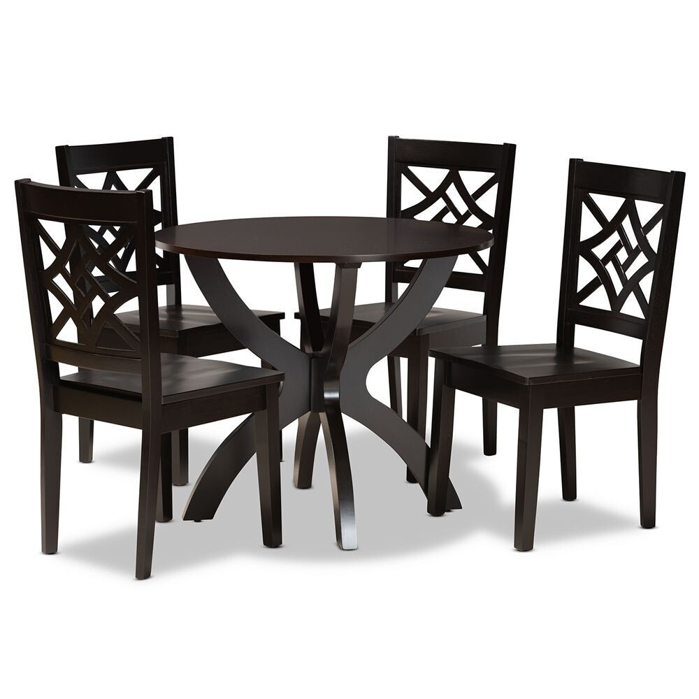 BAXTON STUDIO ANILA MODERN AND CONTEMPORARY DARK BROWN FINISHED WOOD 5-PIECE DINING SET