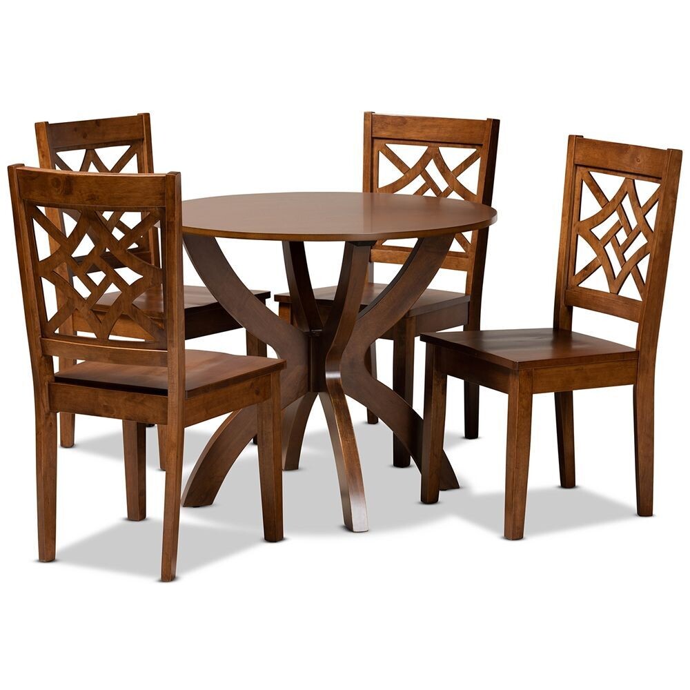 BAXTON STUDIO ANILA MODERN AND CONTEMPORARY WALNUT BROWN FINISHED WOOD 5-PIECE DINING SET
