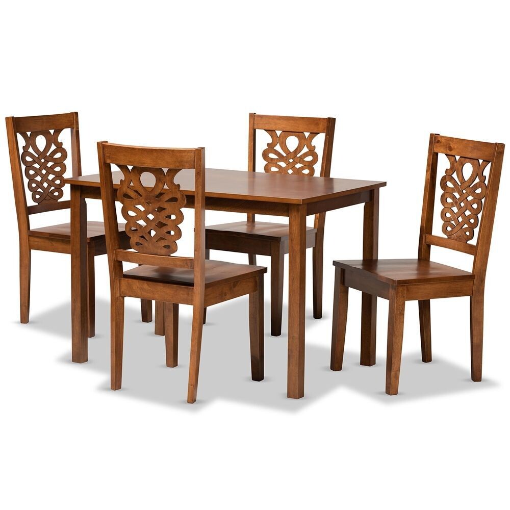 BAXTON STUDIO LUISA MODERN AND CONTEMPORARY TRANSITIONAL WALNUT BROWN FINISHED WOOD 5-PIECE DINING SET