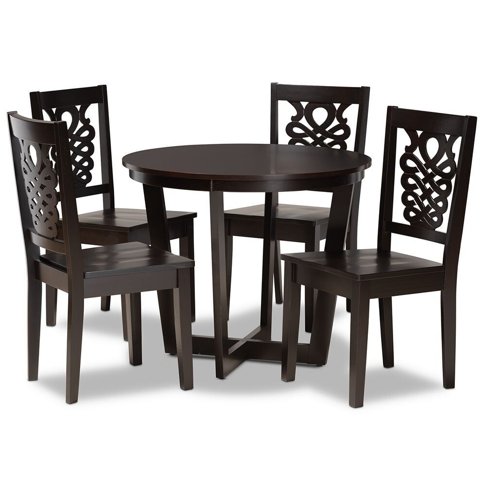 BAXTON STUDIO SALIDA MODERN AND CONTEMPORARY TRANSITIONAL DARK BROWN FINISHED WOOD 5-PIECE DINING SET