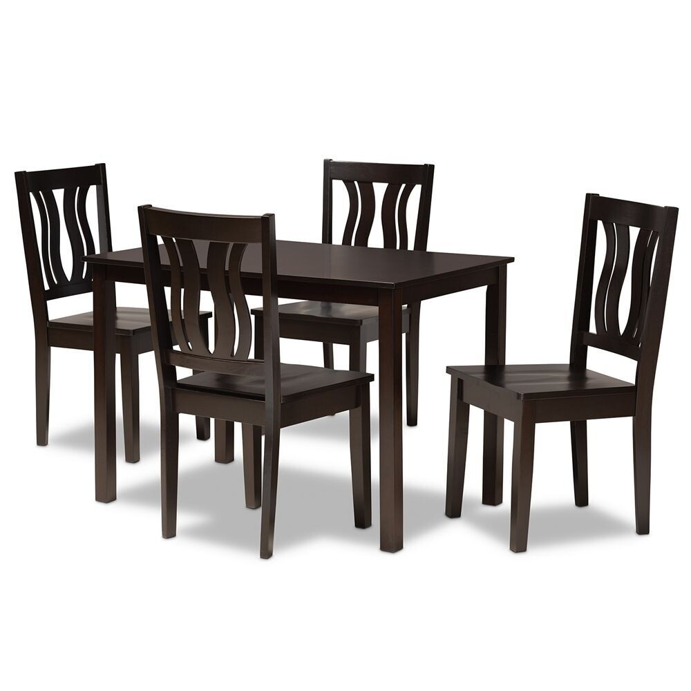 BAXTON STUDIO ZAMIRA MODERN AND CONTEMPORARY TRANSITIONAL DARK BROWN FINISHED WOOD 5-PIECE DINING SET