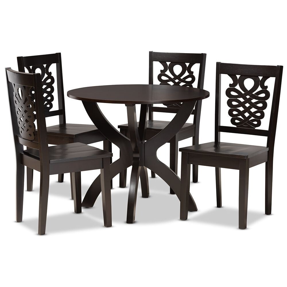 BAXTON STUDIO WANDA MODERN AND CONTEMPORARY TRANSITIONAL DARK BROWN FINISHED WOOD 5-PIECE DINING SET