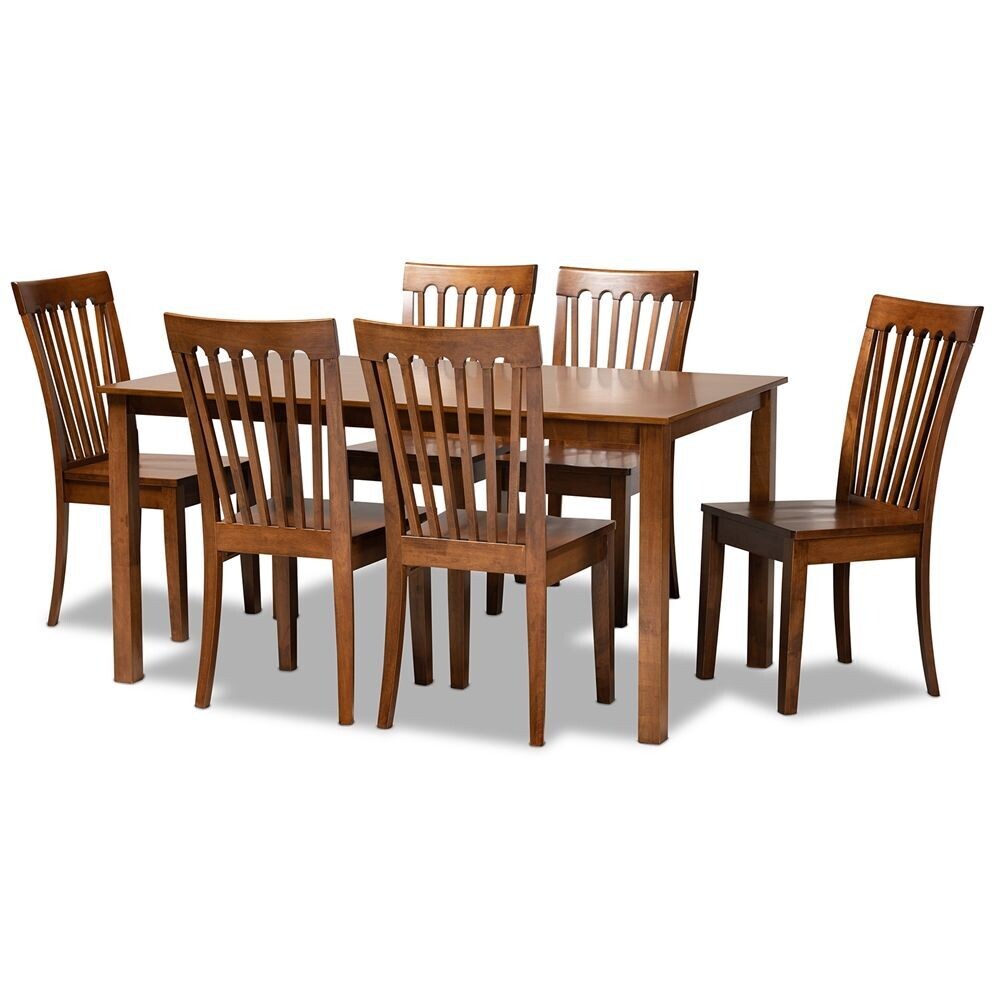 BAXTON STUDIO ERION MODERN AND CONTEMPORARY WALNUT BROWN FINISHED WOOD 7-PIECE DINING SET