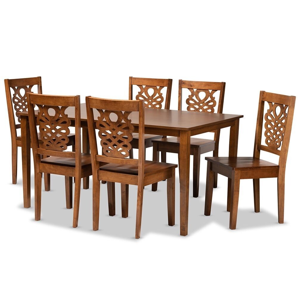 BAXTON STUDIO LUISA MODERN AND CONTEMPORARY TRANSITIONAL WALNUT BROWN FINISHED WOOD 7-PIECE DINING SET