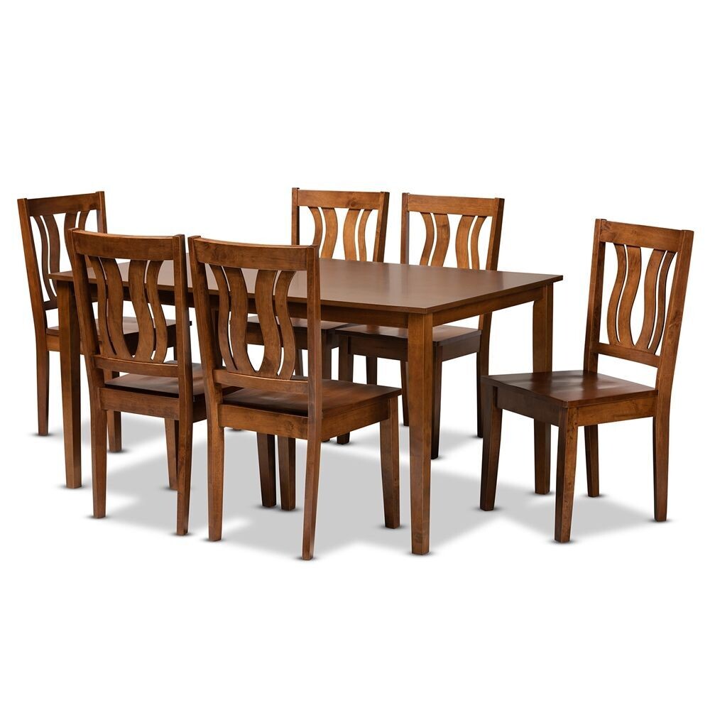 BAXTON STUDIO ZAMIRA MODERN AND CONTEMPORARY TRANSITIONAL WALNUT BROWN FINISHED WOOD 7-PIECE DINING SET