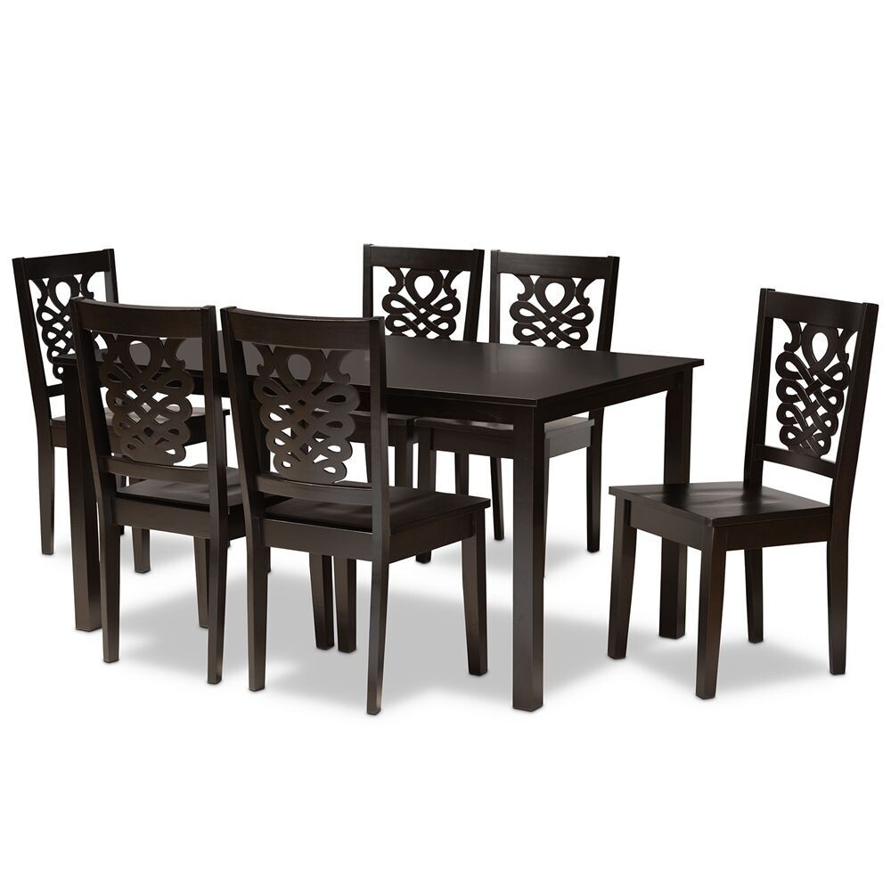 BAXTON STUDIO LUISA MODERN AND CONTEMPORARY TRANSITIONAL DARK BROWN FINISHED WOOD 7-PIECE DINING SET
