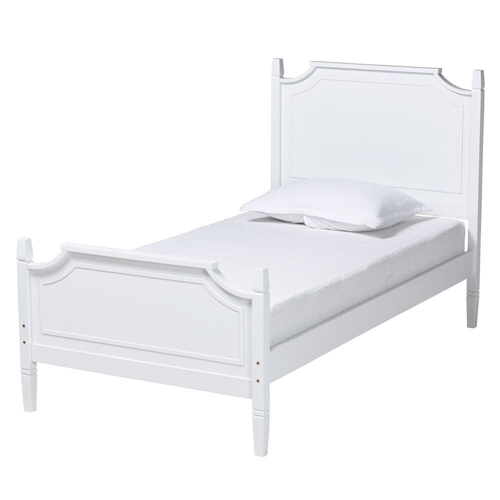 BAXTON STUDIO MARIANA CLASSIC AND TRADITIONAL WHITE FINISHED WOOD TWIN SIZE PLATFORM BED