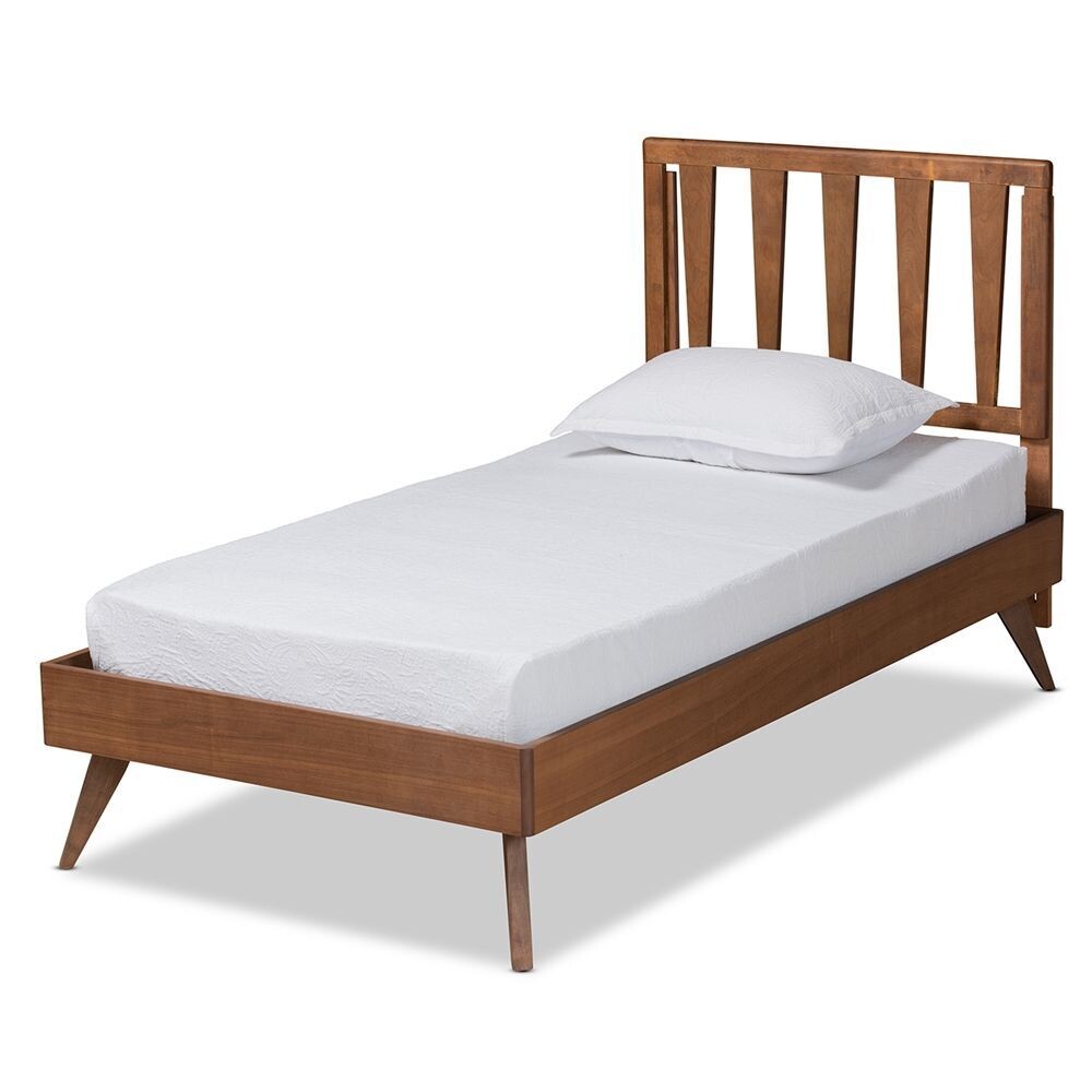 BAXTON STUDIO MICHI MODERN AND CONTEMPORARY ASH WALNUT FINISHED WOOD TWIN SIZE BED