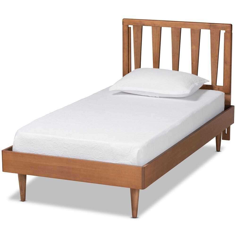 BAXTON STUDIO KURO MODERN AND CONTEMPORARY WALNUT BROWN FINISHED WOOD TWIN SIZE PLATFORM BED