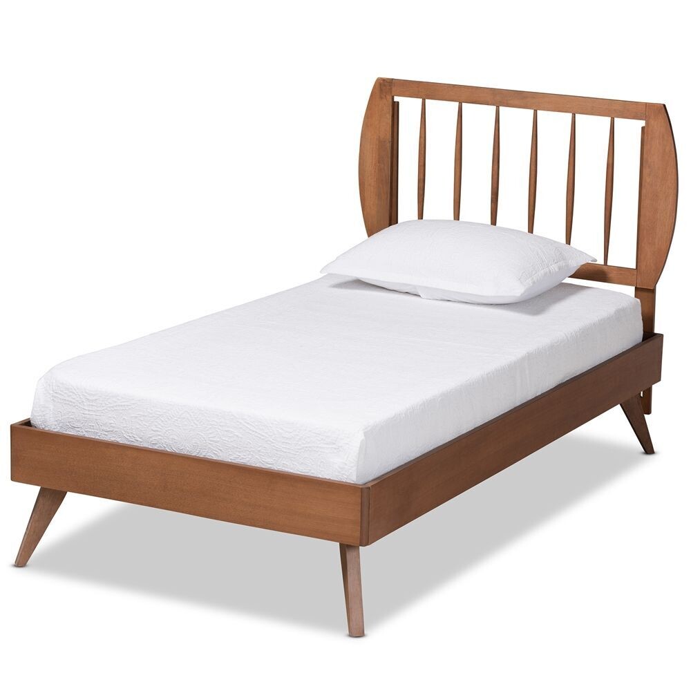 BAXTON STUDIO EMIKO MODERN AND CONTEMPORARY WALNUT BROWN FINISHED WOOD TWIN SIZE PLATFORM BED